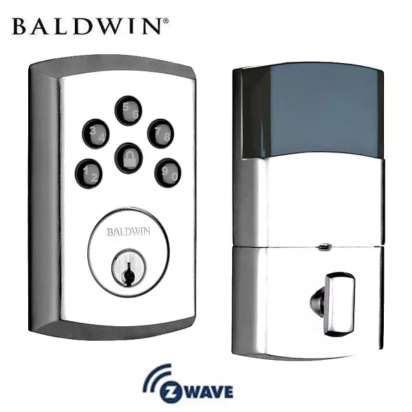 *Discontinued* Baldwin Estate Soho - 8285.AC3 Contemporary Keyless Electronic Deadbolt - Singl Cyl - Z-Wave - 260 - Polished Chrome - Grade 2