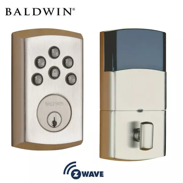 *Discontinued* Baldwin Estate Soho - 8285 Contemporary Keyless Electronic Deadbolt - Singl Cyl - Optional Z-Wave - Satin Nickel - Grade 2