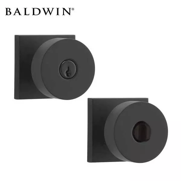 *Discontinued* Baldwin Reserve - EN.CON.CSR - Contemporary Knob Set - Square Rose - 190 - Satin Black - Entrance - Grade 2