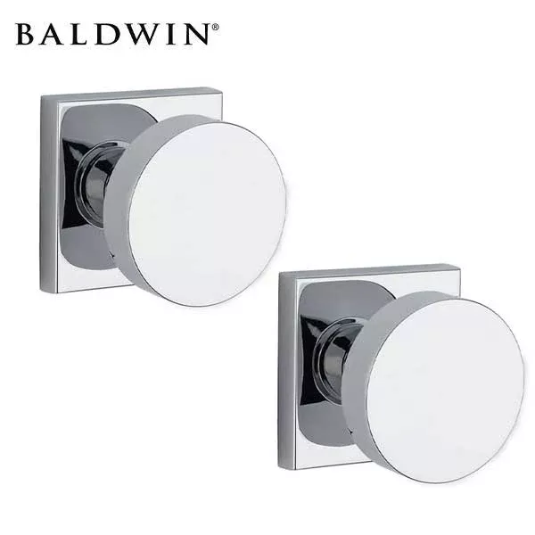 *Discontinued* Baldwin Reserve - PS.CON.CSR - ContemporaryKnob Set - Square Rose - 260 - Polished Chrome - Passage - Grade 2