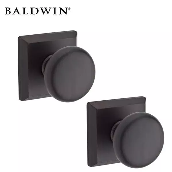 *Discontinued* Baldwin Reserve - PS.ROU.TSR - Round Knob Set - Traditional Square Rose - 112 - Venetian Bronze - Passage - Grade 2