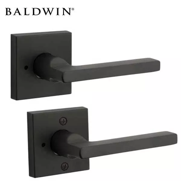 *Discontinued* Baldwin Reserve - PS.SQU.CSR - Contemporary Square Lever Set - Square Rose - 260 - Polished Chrome - Passage - Grade 2 - LH