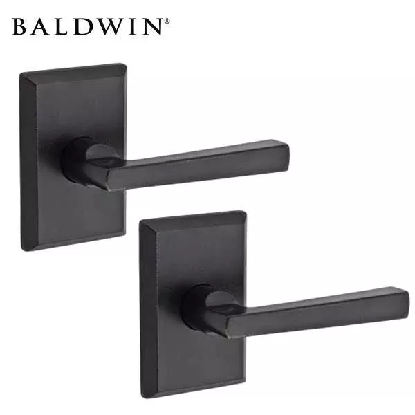*Discontinued* Baldwin Reserve - PS.TAP.RSR - Taper Lever Set - Rustic Square Rose - 481 - Dark Bronze - Passage - Grade 2 - RH