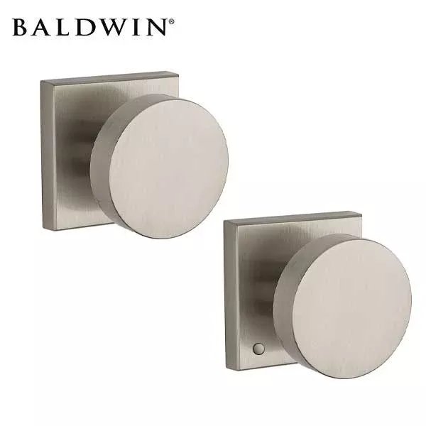 *Discontinued* Baldwin Reserve - PV.CON.CSR - Contemporary Knob Set - Square Rose - 150 - Satin Nickel - Privacy - Grade 2