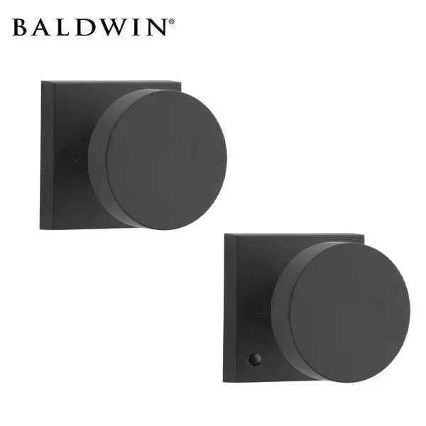 *Discontinued* Baldwin Reserve - PV.CON.CSR - Contemporary Knob Set - Square Rose - 190 - Satin Black - Privacy - Grade 2
