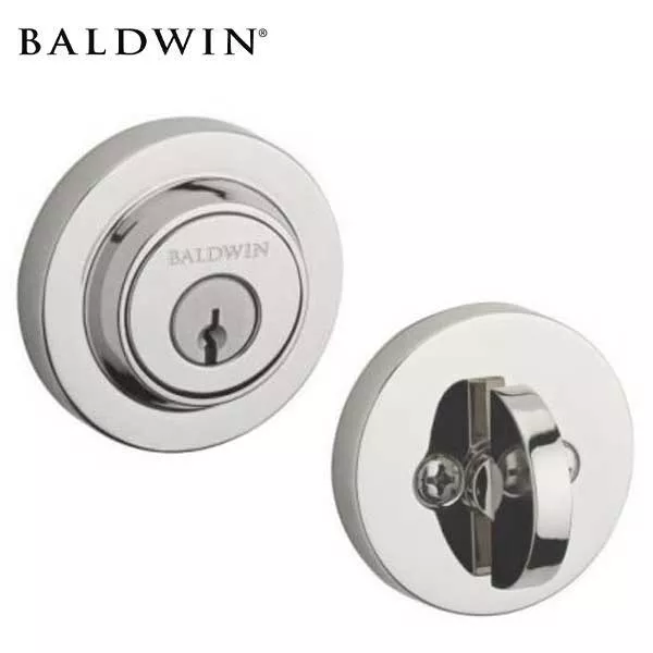 *Discontinued* Baldwin Reserve - SC.CRD - Contemporary Round Deadbolt - Singl Cyl - 260 - Polished Chrome - Grade 2
