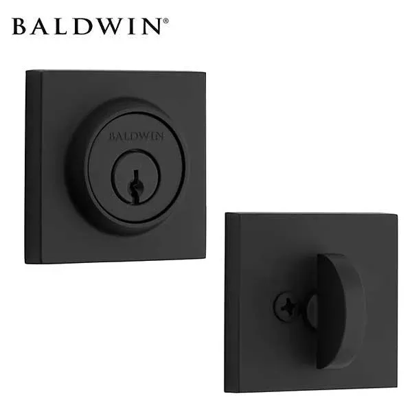 *Discontinued* Baldwin Reserve - SC.CSD - Contemporary Square Deadbolt - Singl Cyl - 190 - Satin Black - Grade 2
