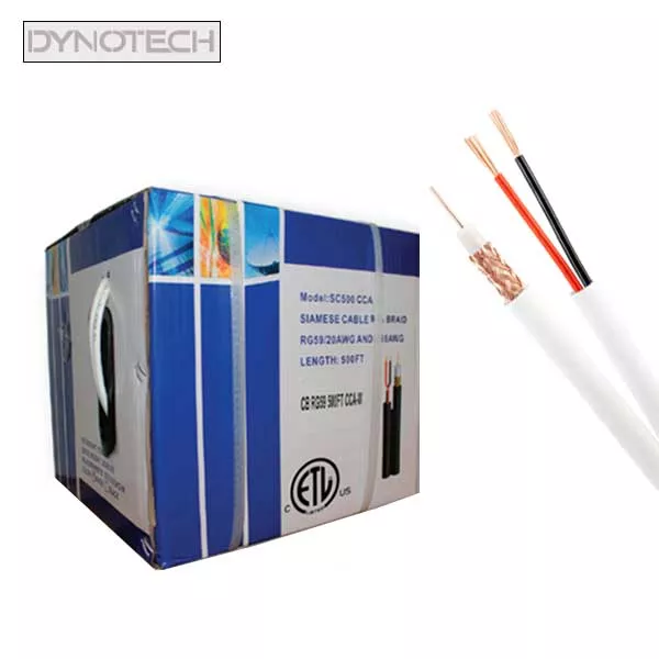 *Discontinued* DynoTech - 750060 - RG59 + 2DC - Siamese CCA Cable - 500ft - White