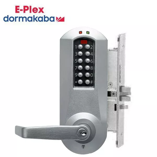 *Discontinued* E-Plex - E5066XS - Electronic Pushbutton Mortise Lever Set - Schlage 'C' - 2 3⁄4" Backset - Satin Chrome - Grade 1