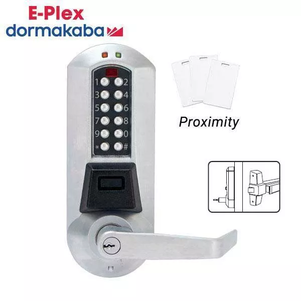 *Discontinued* E-Plex - E5710 - Electronic PROX Pushbutton Exit Trim Lock - Schlage 'C' - Winston Lever - Satin Chrome - Grade 1