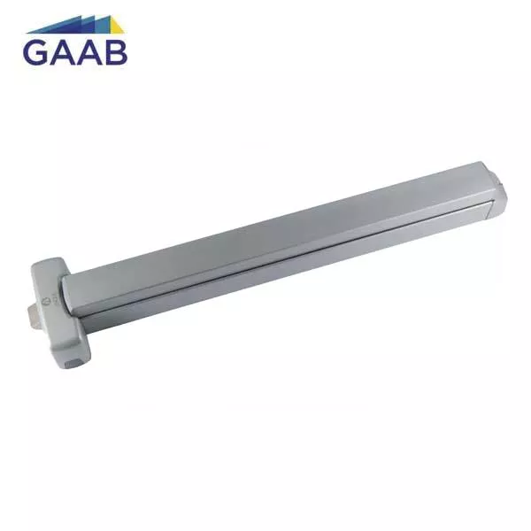 *Discontinued* GAAB - T320-04- Panic Exit Device w/ Door Open Siren-12 VDC Powered - Modular and Reversible - Single Doors - 33" for Single Doors - Satin Chrome