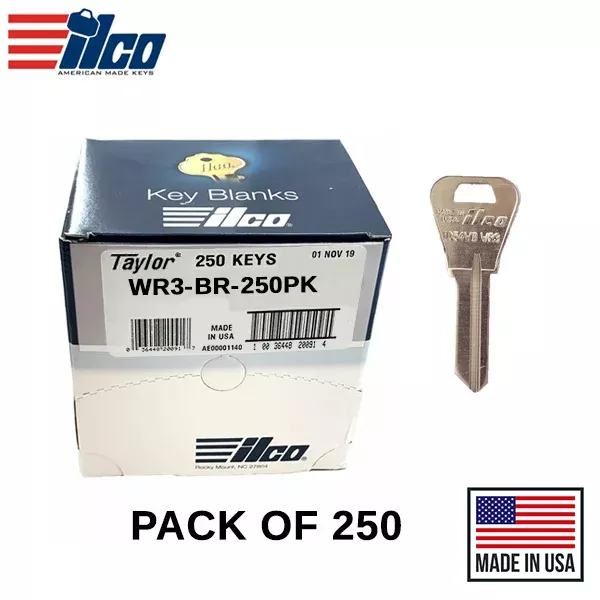 *Discontinued* Ilco - WR3-BR WEISER Key Blank - 250 Pack
