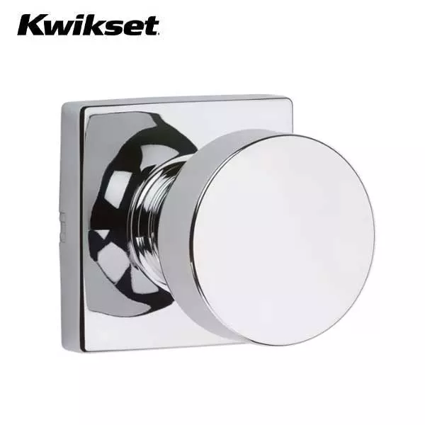 *Discontinued* Kwikset - 720PSK - Pismo Knob Set- Square Rose - 26 - Polished Chrome - Passage - Grade 3