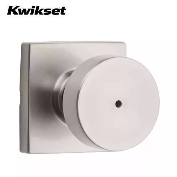 *Discontinued* Kwikset -730PSK - Pismo Knob Set - Square Rose - 15 - Satin Nickel- Privacy