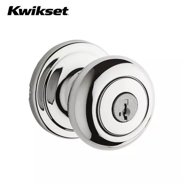 *Discontinued* Kwikset - 740H - Hancock Knob Set - Round Rose - 26 - Polished Chrome - Entrance - SmartKey Technology - Grade 2