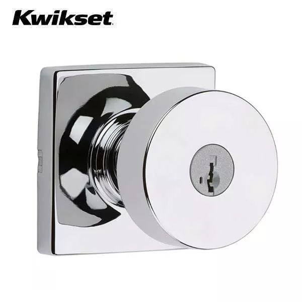 *Discontinued* Kwikset - 740PSK - Pismo Knob Set - Square Rose - 26 - Polished Chrome - Entrance - SC1 Schlage - SmartKey Technology - Grade 3