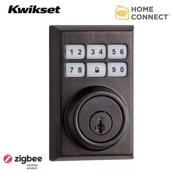 *Discontinued* Kwikset - SmartCode 910CNT - Electronic Contemporary Deadbolt - US11P - Venetian Bronze - Home Connect - Zigbee - SmartKey Technology