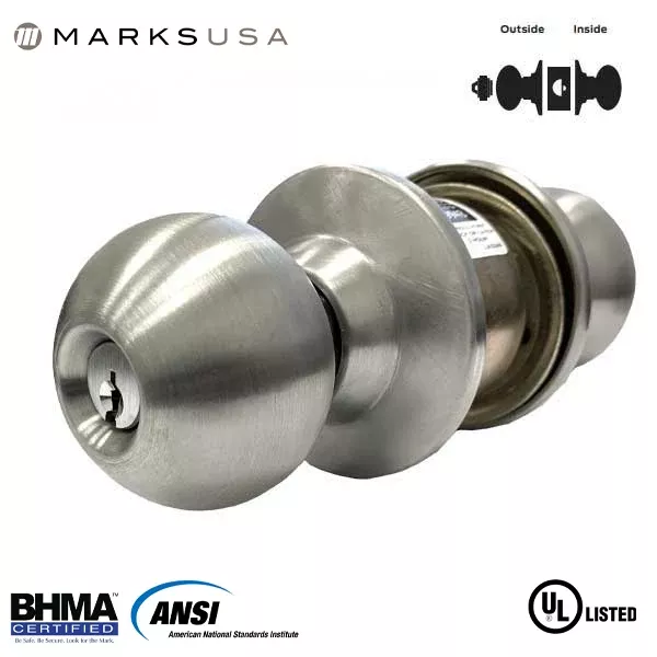 *Discontinued* Marks USA - 280F - 80 LINE Commercial Knob Set - 2 3/4" Backset - 32D - Satin Stainless Steel - Storeroom - Grade 1