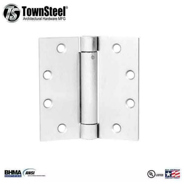*Discontinued* TownSteel - THSP 179 - Door Hinge - 4.5" x 4.5"- Commercial Weight Spring Hinge- 26D - Satin Chrome