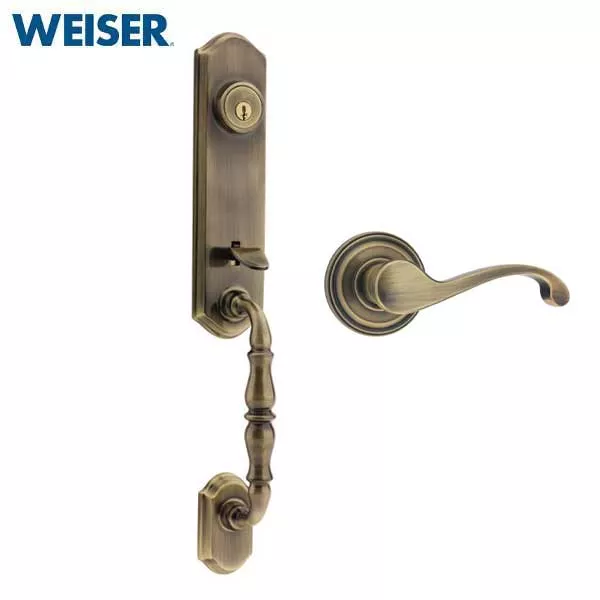 *Discontinued* Weiser - Amherst x Commonwealth Handleset - Singl Cyl - US5 - Antique Brass - Grade 2