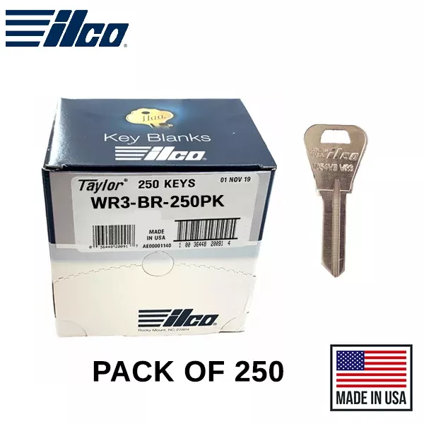*Discontinued* WR3-BR WEISER Key Blank 250 Pack -ILCO