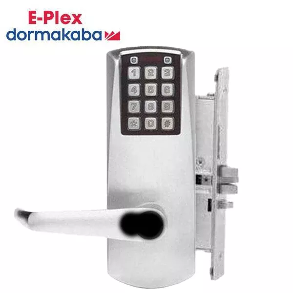 E-Plex - E2066B - Electronic Pushbutton Mortise Lever Lock - SFIC - 2¾" Backset - Satin Chrome - Grade 1