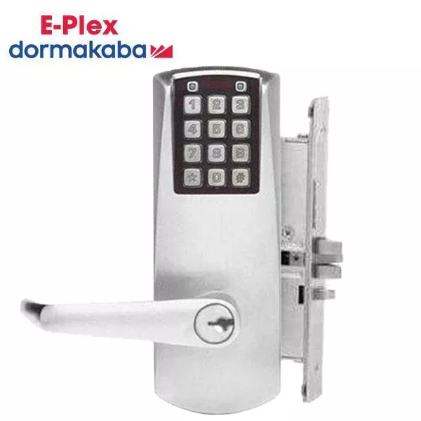 E-Plex - E2067XS - Electronic Pushbutton Mortise Deadbolt Lever Set - Schlage 'C' - 2¾" Backset - Satin Chrome - Grade 1