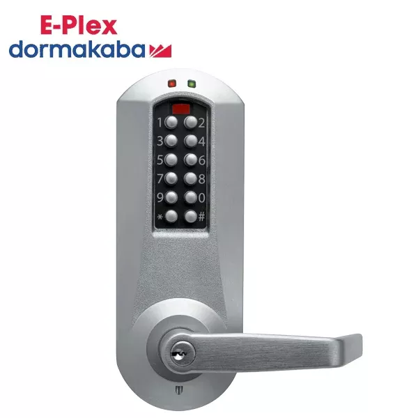 E-Plex - E5231XS - Electronic Pushbutton Cylindrical Lever Set - Schlage 'C' - Winston Lever Set - 2¾" Backset - Satin Chrome - Grade 1