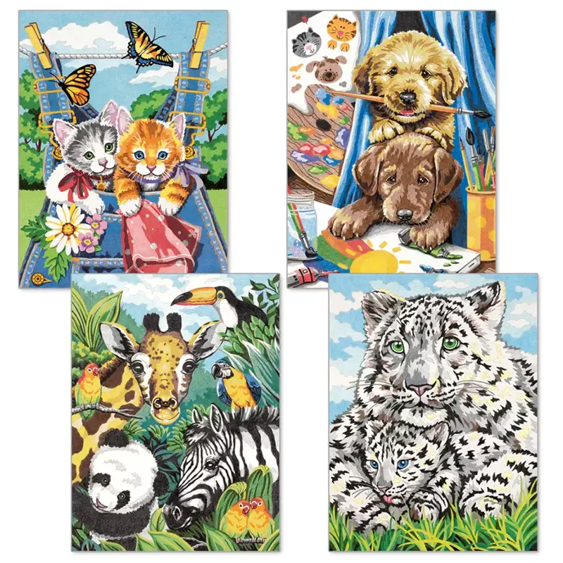 Friendly Animals Variety Pack Pencil by Number (4 9″x12″)
