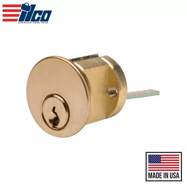 Ilco - 7075 - RIM Cylinder - 5 Pin - 1 1/8" - Kwikset - KA2 - 03 - Bright Brass - Grade 1