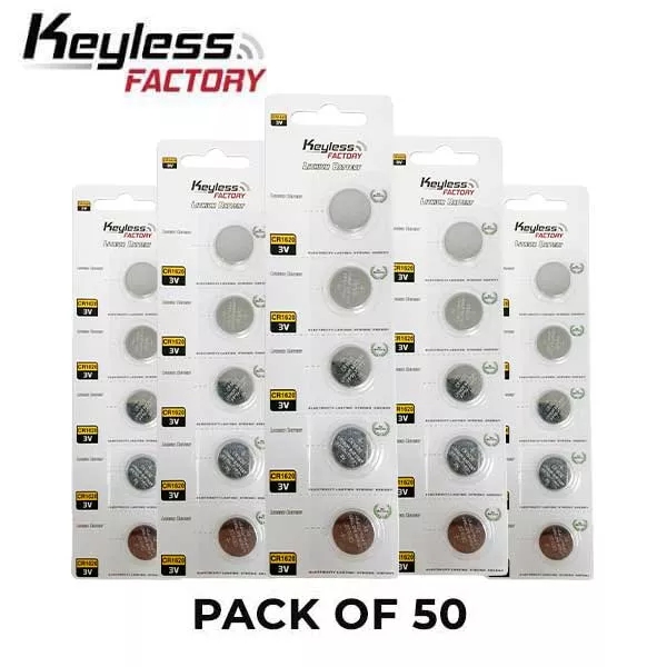 KeylessFactory - CR1620 - 3V Lithium Battery (50-Pack)