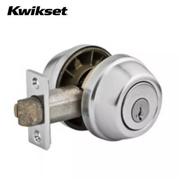 Kwikset - 598 - Gatelatch Deadbolt - Single Cylinder - Round Rose - 26D - Satin Chrome - SmartKey Technology - Grade 2