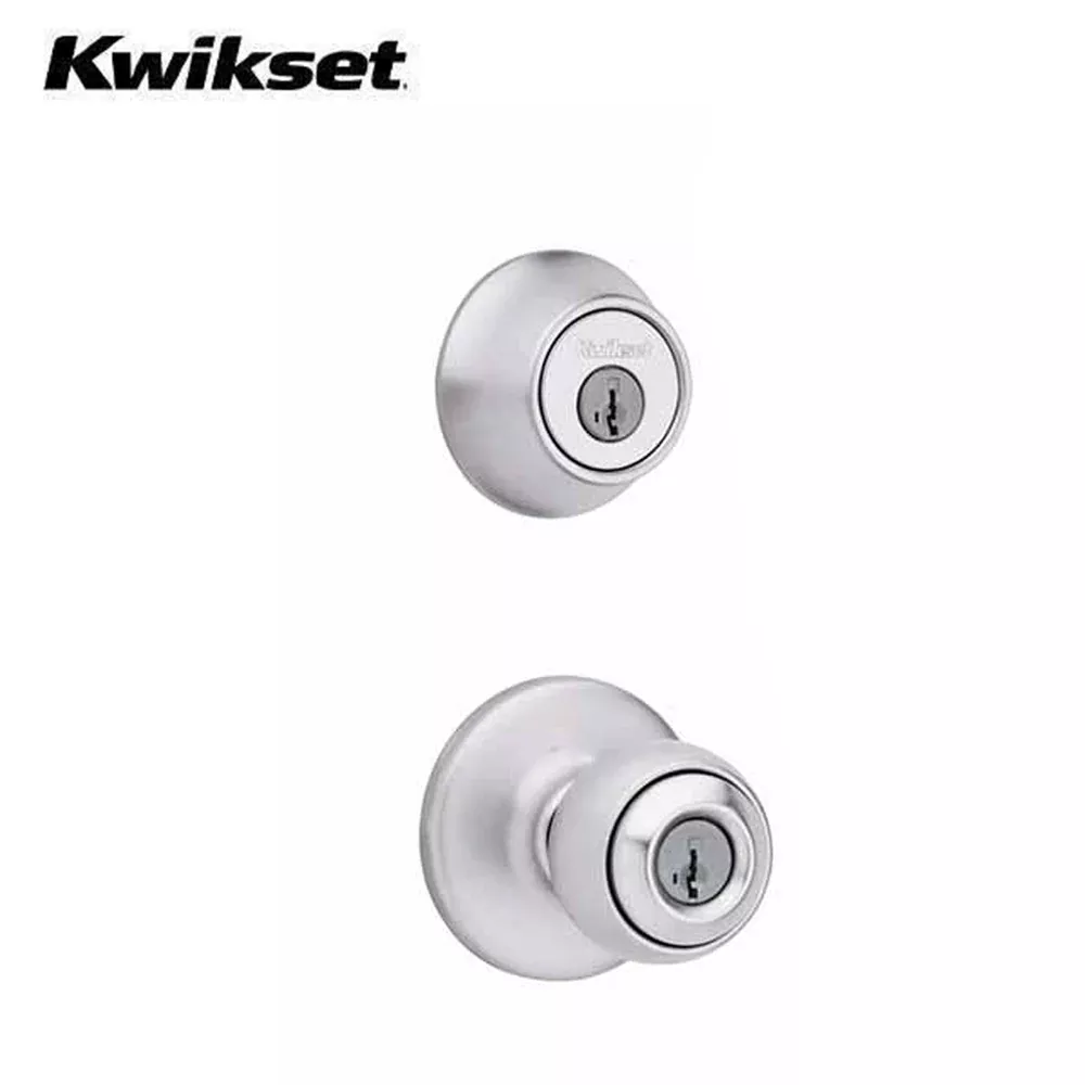 Kwikset - 690T - Tylo Combo Set - Single Deadbolt & Knob - Round Rose - Optional Finish - SmartKey Technology - Grade 3