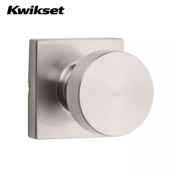 Kwikset - 720PSK - Pismo Knob Set- Square Rose - 15 - Satin Nickel - Passage - Grade 3