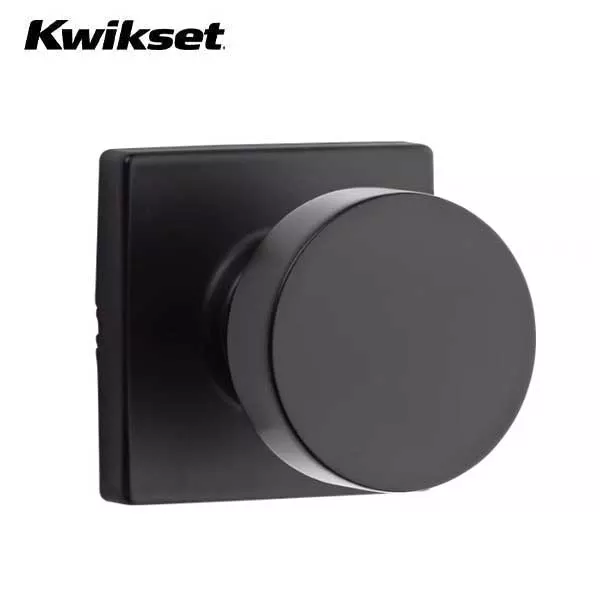 Kwikset - 720PSK - Pismo Knob Set- Square Rose -514 - Matte Black - Passage - Grade 3