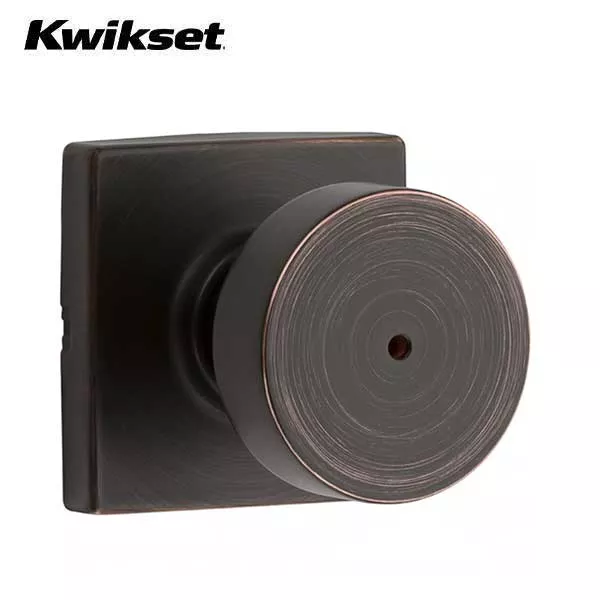 Kwikset -730PSK - Pismo Knob Set - Square Rose - 11P - Venetian Bronze - Privacy