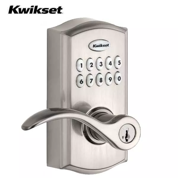 Kwikset - 955PML - SmartCode Keypad - Pembroke Commercial Electronic Lever Set - US15 - Satin Nickel - SmartKey Technology - Grade 2