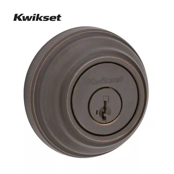 Kwikset - 980 - Deadbolt - Single Cylinder - Round Rose - 11P - Venetian Bronze - SmartKey Technology - Grade 1