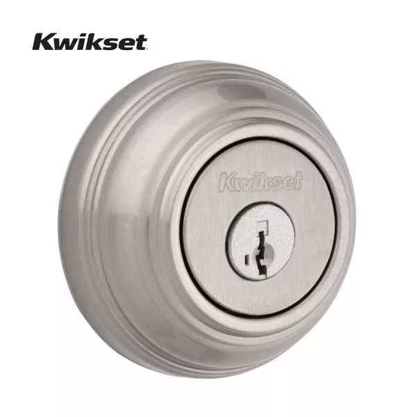 Kwikset - 980 - Deadbolt - Single Cylinder - Round Rose - 15 - Satin Nickel - SmartKey Technology - Grade 1