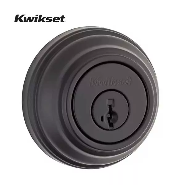 Kwikset - 980 - Deadbolt - Single Cylinder - Round Rose - 514 - Matte Black - SmartKey Technology - Grade 1