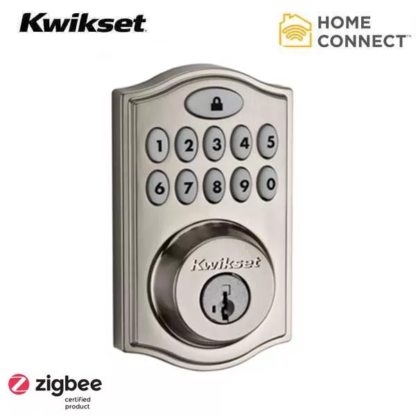 Kwikset - SmartCode 914TRL - Electronic Traditional Deadbolt - 15 - Satin Nickel - Home Connect- Zigbee- SmartKey Technology