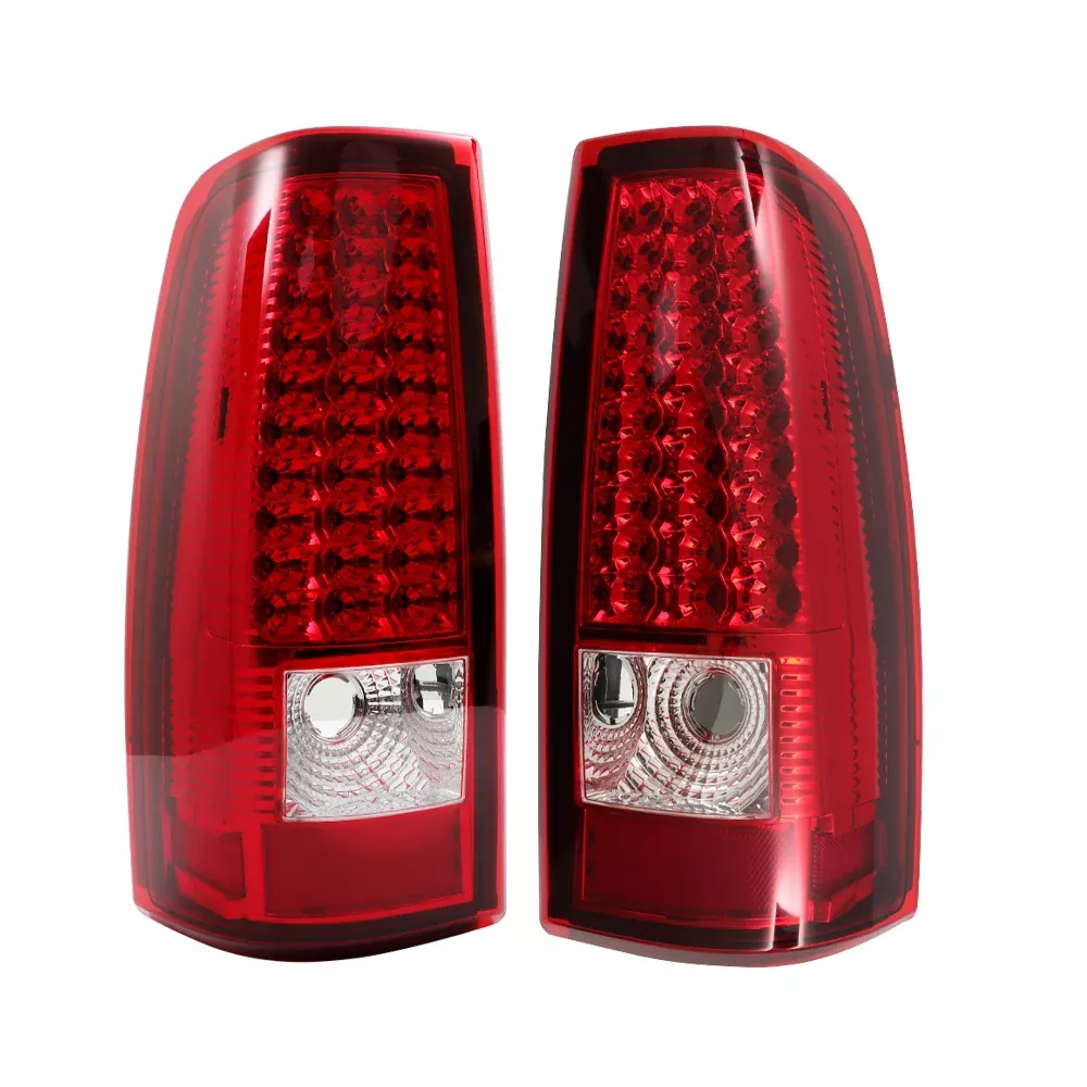 Labwork 1 Pair Tail Lights Assembly Red Lens Left and Right Side Replacement for Silverado 1500 2500 3500 2003-2006