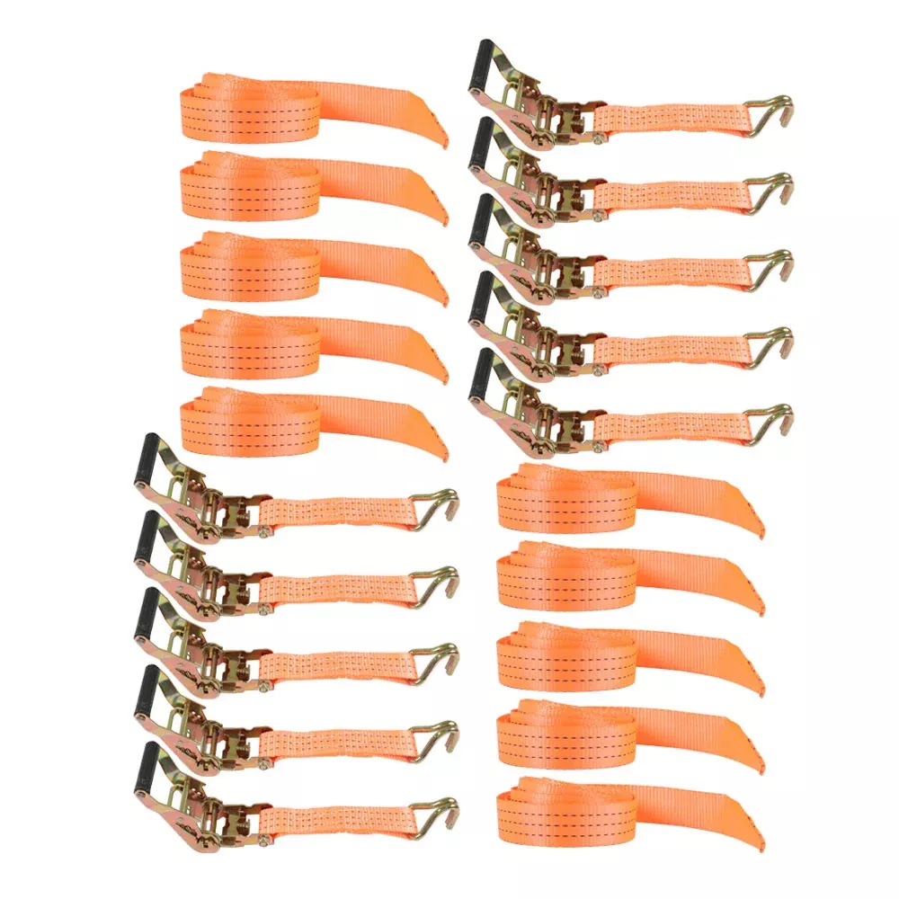 labwork 10-Pack 1.5in x 15ft 4000 LBS Ratchet Straps with J Hook Heavy Duty Orange