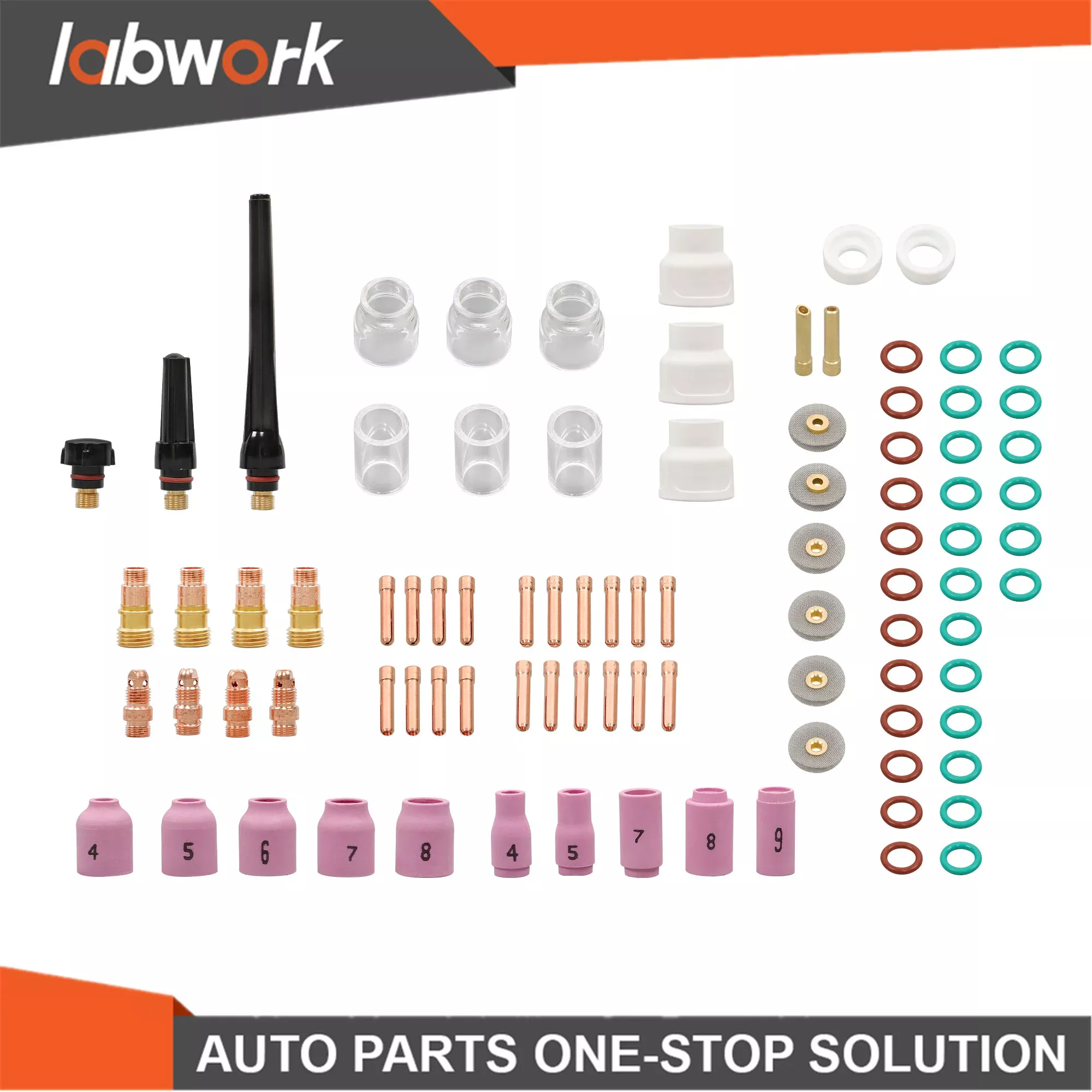 Labwork 90Pcs TIG Welding Torch Kit - Alumina Nozzle, Collets, Stubby Gas Lens
