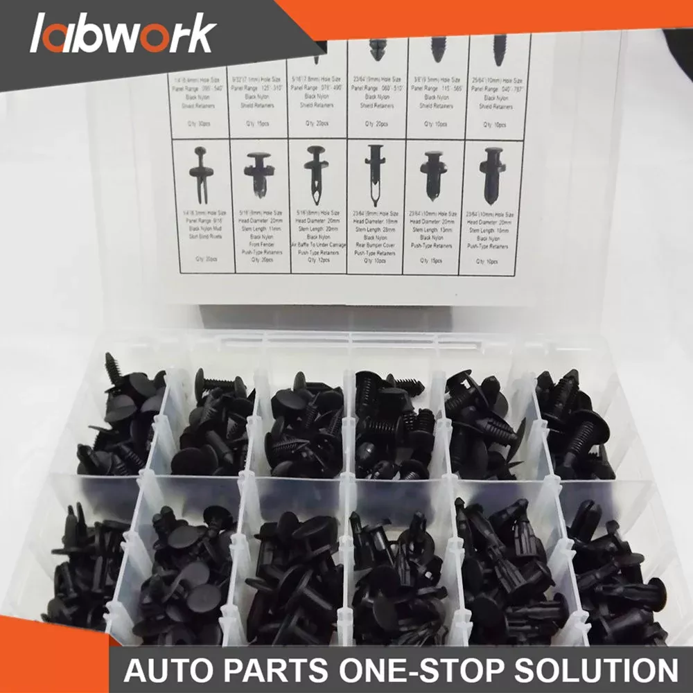 Labwork Auto Push Retainer Assortment Kit Car Shield Pin Rivet Fasteners 192pcs