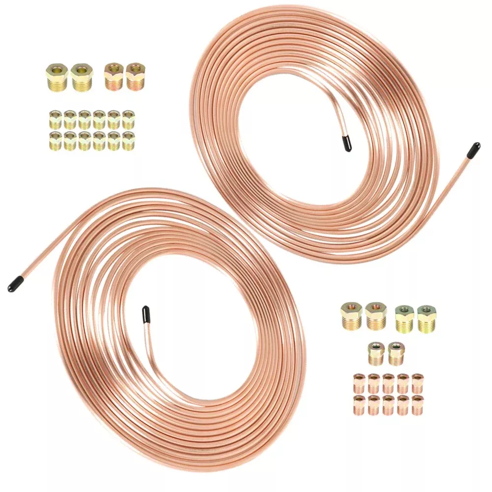 Labwork Brake Line Tubing Kit For Universal 25 Ft 1/4 & 3/16 Copper w/Fittingsx2