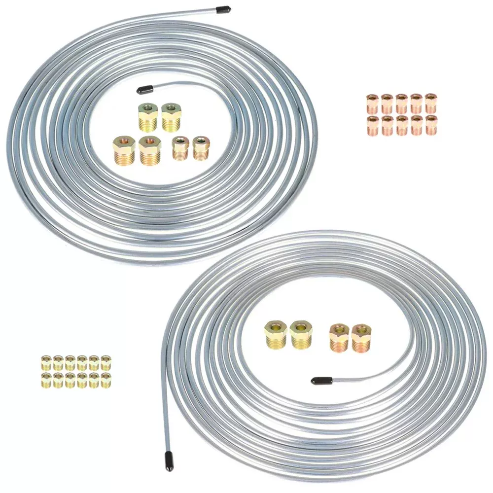 Labwork Brake Line Tubing Kit For Universal 25 Ft. 3/16&1/4 w/Fittings Zinc