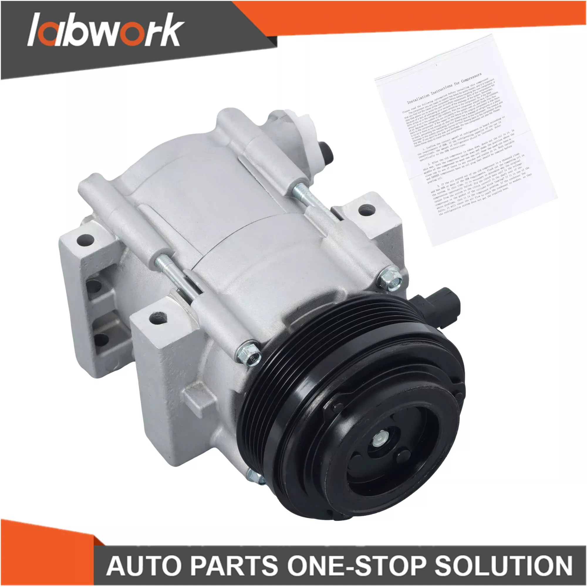 Labwork A/C Compressor W/Clutch For Ford E-150 E-250 E-350 Super Duty Mustang
