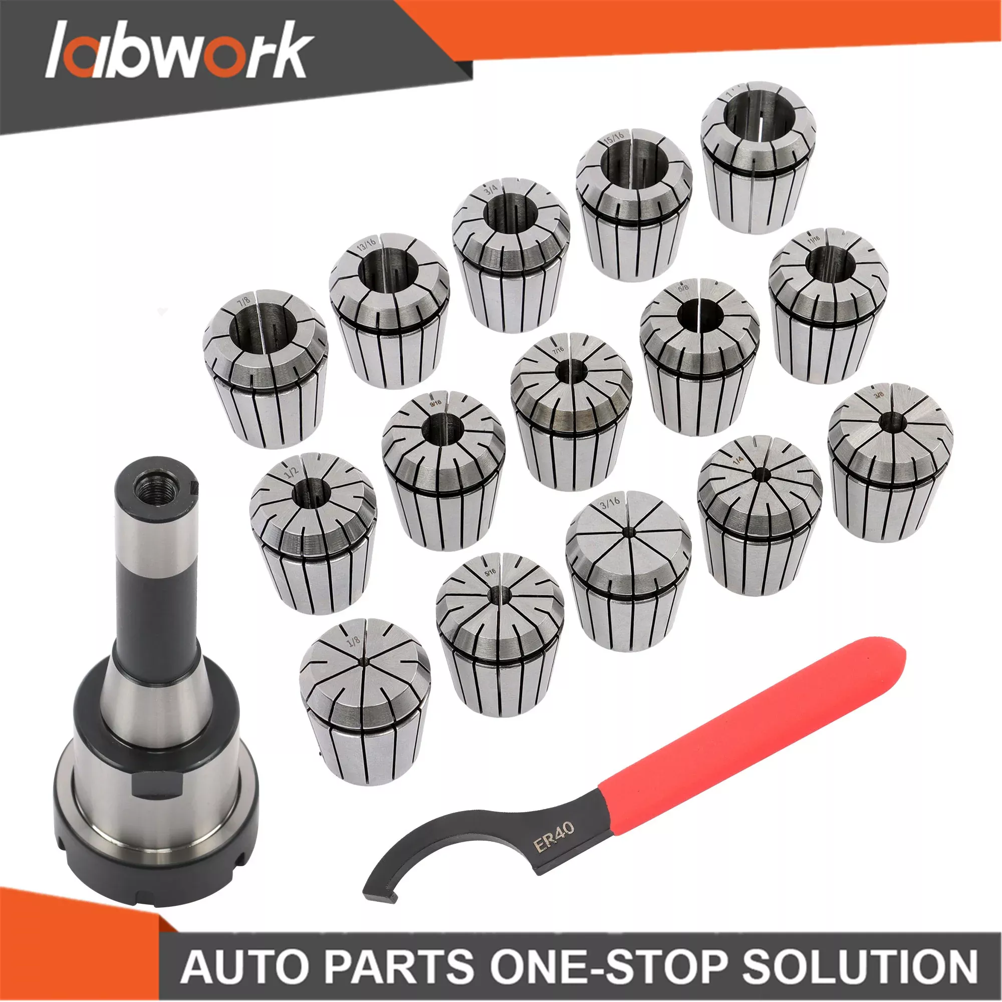 Labwork ER40 Collet 15* Set R8 Shank Chuck Tools For Milling Machine, Lathe