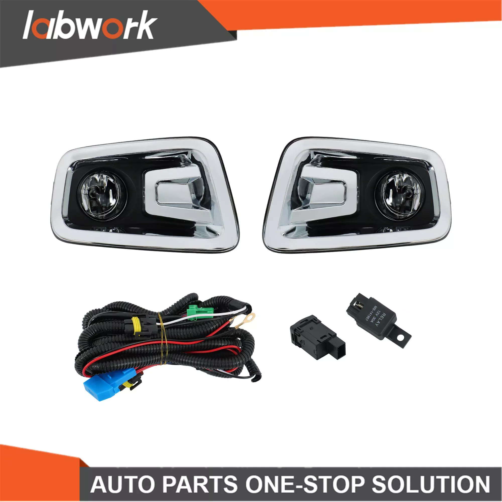 Labwork Fog Lights For Nissan Titan 2016-2019 Halogen Bumper w/Wiring+Switch